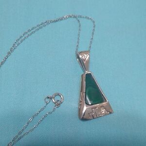 Signed Tom Kill, Malachite Native American Pendant/ silver necklace